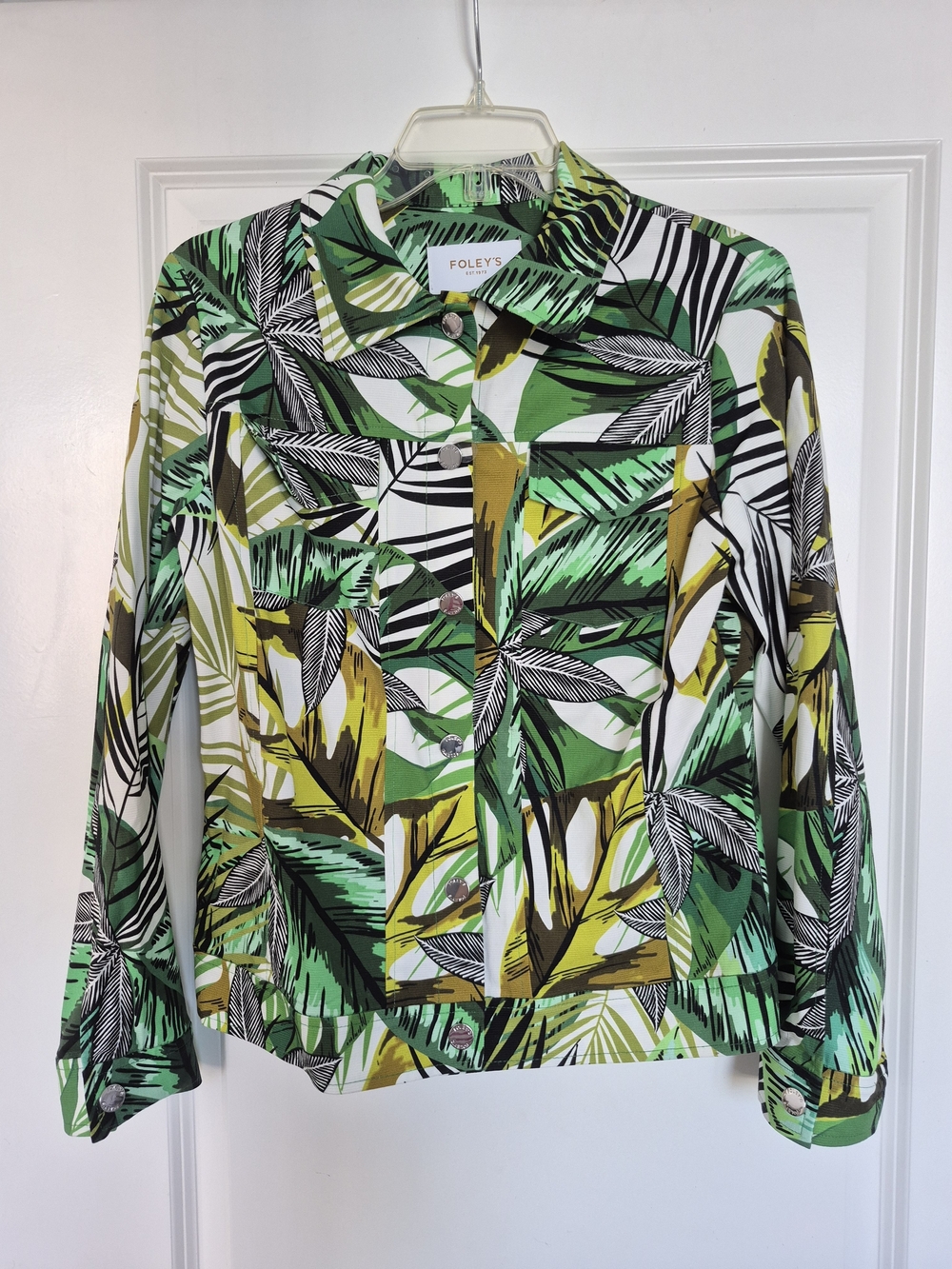 Green Tropical Leaf Jean Jacket